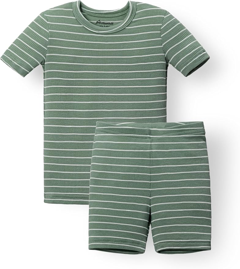 AVAUMA Stripe Pattern Baby Boys Girls Pajama Set Kids Toddler Snug fit Ribbed by AVAUMA