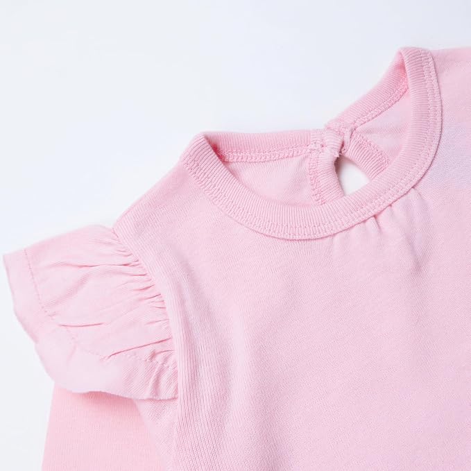 HonestBaby Baby Girls' 5-pack Long Sleeve Ruffle Shoulder Bodysuits 100% - Image 3