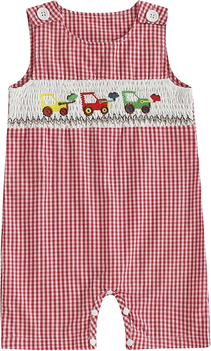 Newborn Baby Boys Sleeveless Seersucker Romper One Piece Straps Overalls by Arvbitana