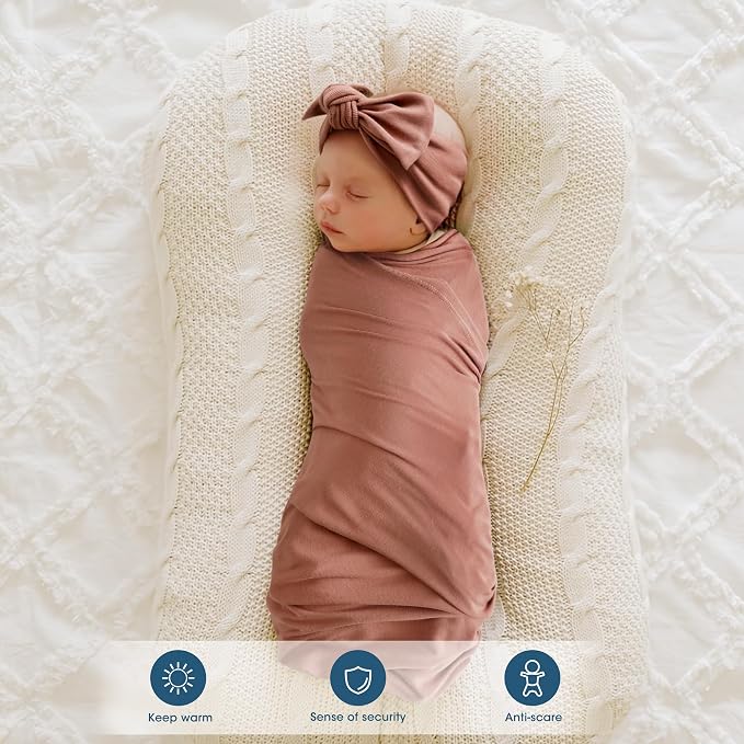 3-Pack Ultra Soft Stretchy Jersey Knit Baby Swaddle Blankets, 33x44 | Snug - Image 3