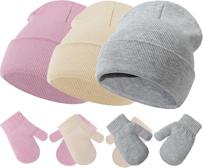 Baby Hats and Mittens Set Infant Toddler Beanie Cap Newborn Gloves by SeaZaela