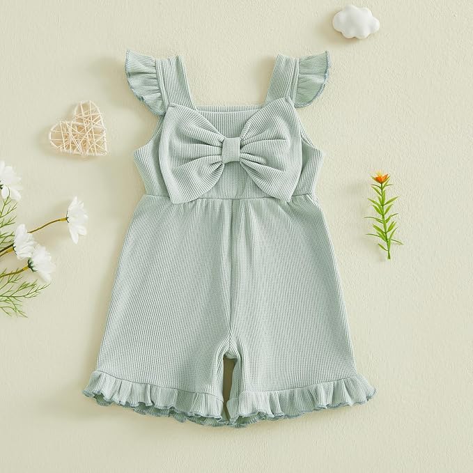 Little Girl Romper Toddler Overalls Summer Bow Jumpsuit Boho Outfit 6M-5T - Image 6