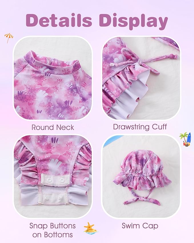 Renotemy Baby Swimsuit Girls One-Piece Swimwear Baby Beach Essentials 3M-3T - Image 4