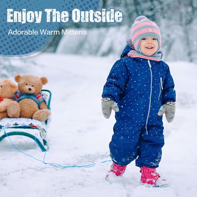 Toddler Mittens Lined Fleece Snow Gloves - Image 5