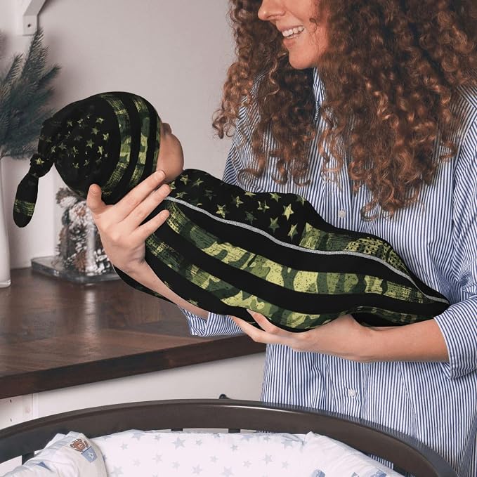 Camo Flag Swaddle Blankets Soft Receiving Blanket Baby Swaddle Wrap - Image 5
