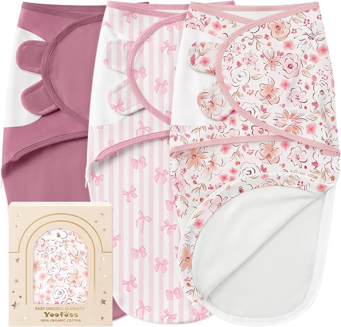 Yoofoss Baby Swaddles for Newborns 100% Organic Cotton, 0-3 Months 2 Zippers by YOOFOSS