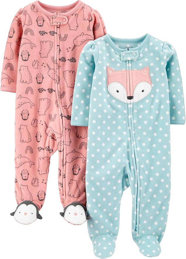 Simple Joys by Carter's Baby Girls' Cotton and Fleece Footed Sleep and Play by SimpleJoysbyCarters
