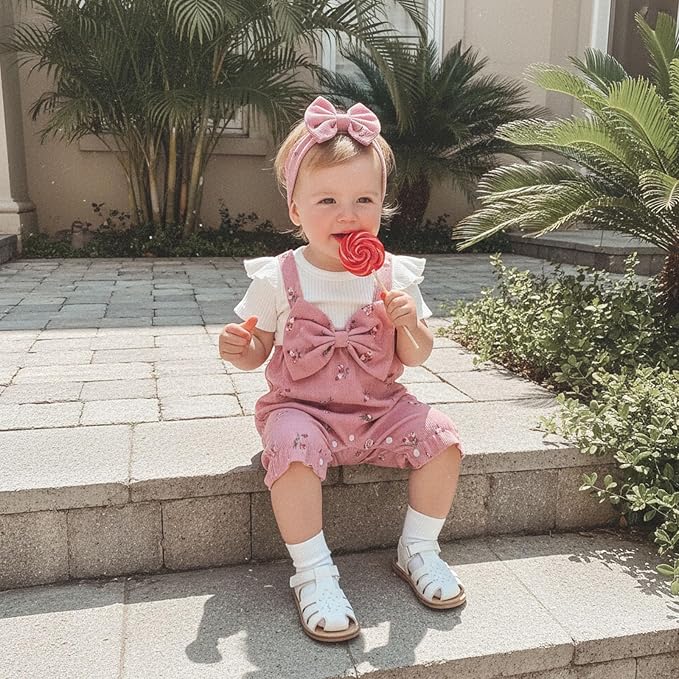 YINGISFITM Newborn Baby Girl Summer Clothes Short Sleeve Bubble Romper Bow - Image 3