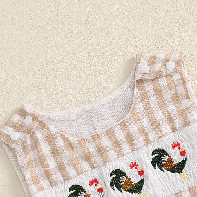 Newborn Baby Boys Sleeveless Seersucker Romper One Piece Straps Overalls - Image 4