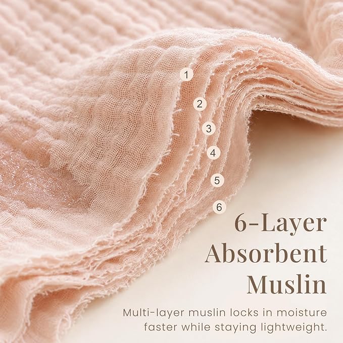 Konssy 7-Pack Muslin Baby Burp Cloths, 6-Layer 100% Cotton | Soft & Absorbent - Image 4