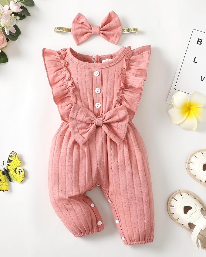 Mioglrie Newborn Baby Girl Clothes 1 Piece Infant Fall Winter Romper Outfit | - Image 2