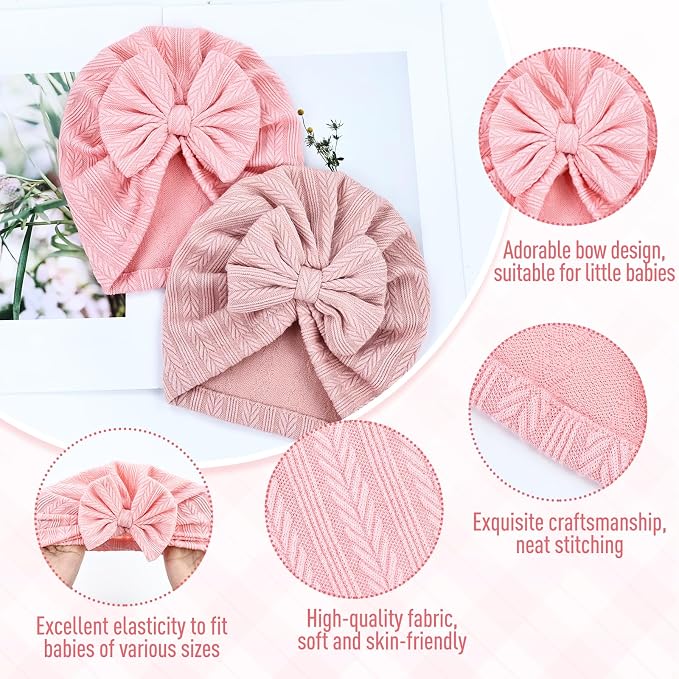 Cinaci 6 Pack Nursery Hospital Caps Bonnets Beanies Headwraps Turban Hats - Image 3