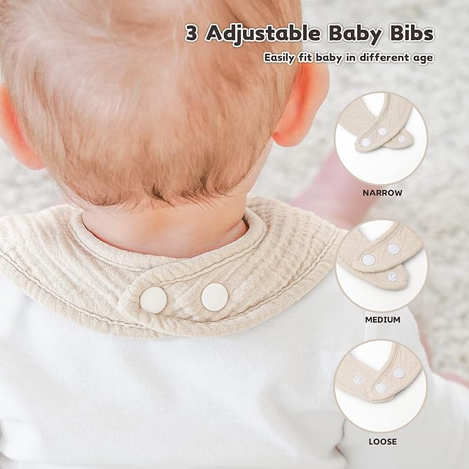 Susurration Muslin Baby Drool Bibs 10Pack Soft Square Adjustable Bandana Bibs for Unisex Baby Girls & Boys