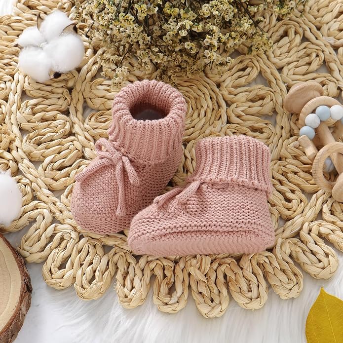 Hadetoto Baby Booties Cotton Newborn Boys Girls Shoes Knit Socks | Cozy Warm - Image 6
