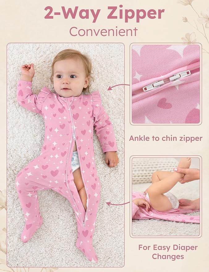 Yoofoss Baby Sleepers Baby Girl Clothes 100% Organic Cotton Pajamas - Image 4
