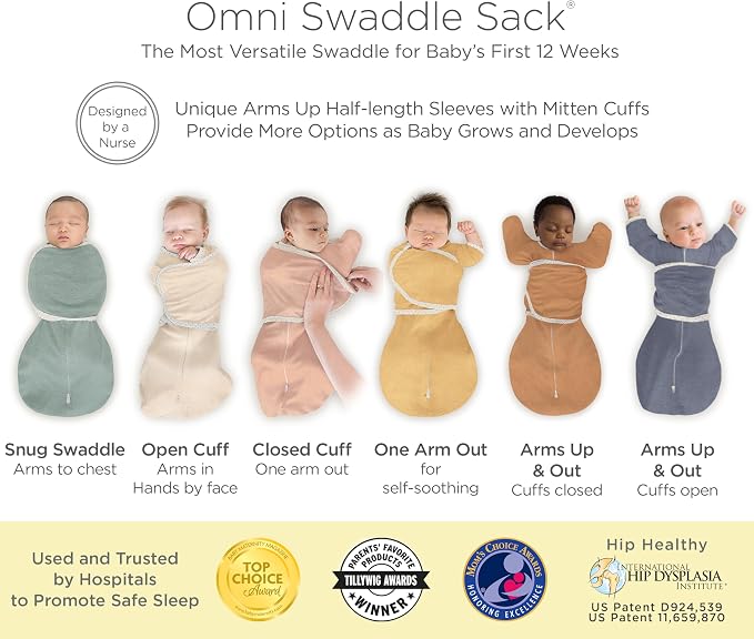 SwaddleDesigns 6-Way Omni Swaddle Sack, Arms Up Swaddle - Image 3