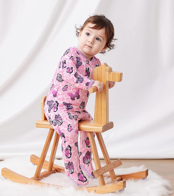 uideazone Baby Girls Footed Pajamas, Zip Sleeper - Image 3