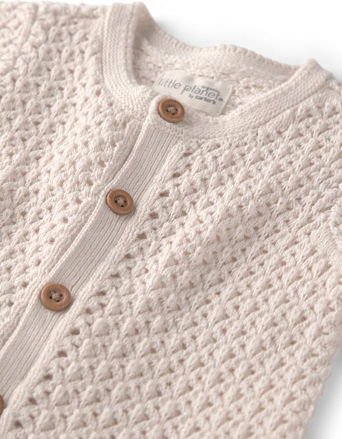 little planet by carter's Unisex Baby Waffle Knit Button-Front Jumpsuit made - Image 2