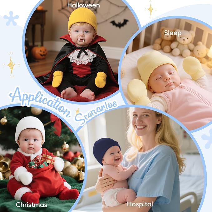 Zando Anti-Scratch Baby Hats Mittens Warm Newborn Infant Boys Girls 0-6M | - Image 6