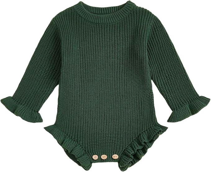 Mubineo Baby Girl Fall Winter Clothes Basic Plain Cute Sweater Romper Outfit by Mubineo
