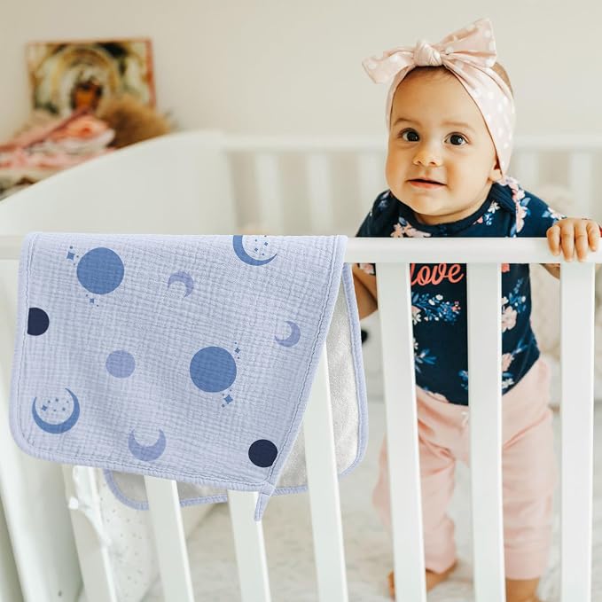 Bearmoss Muslin Burp Cloths, 100% Cotton Baby Burping Clothes, Large Extra Soft - Image 4