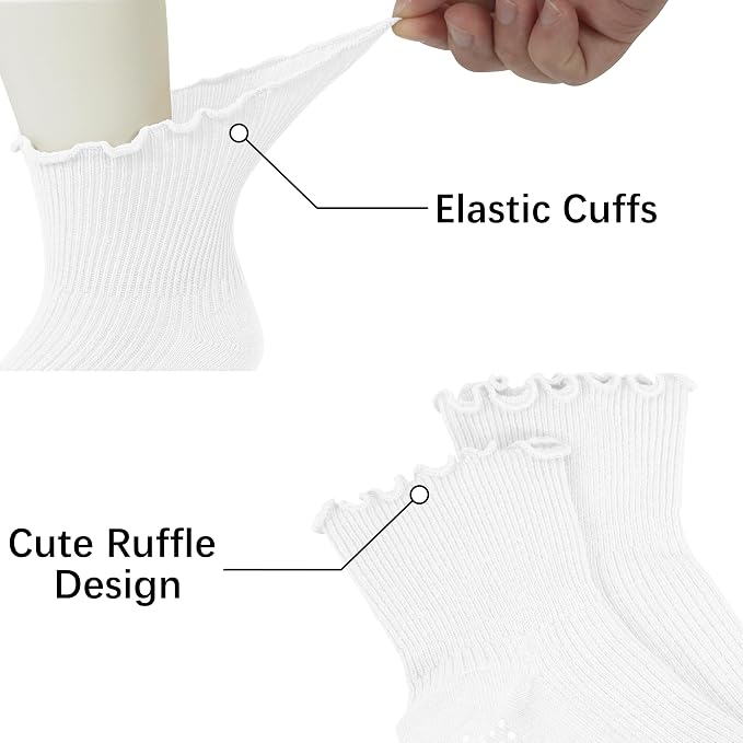 Girls Ruffle Socks Non-Slip Ankle Socks - Image 5