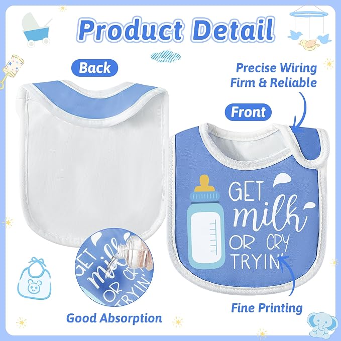 7Pcs Cotton Waterproof Baby Bibs Hook Loop Closure Newborn Bib Keepsake Baby - Image 3
