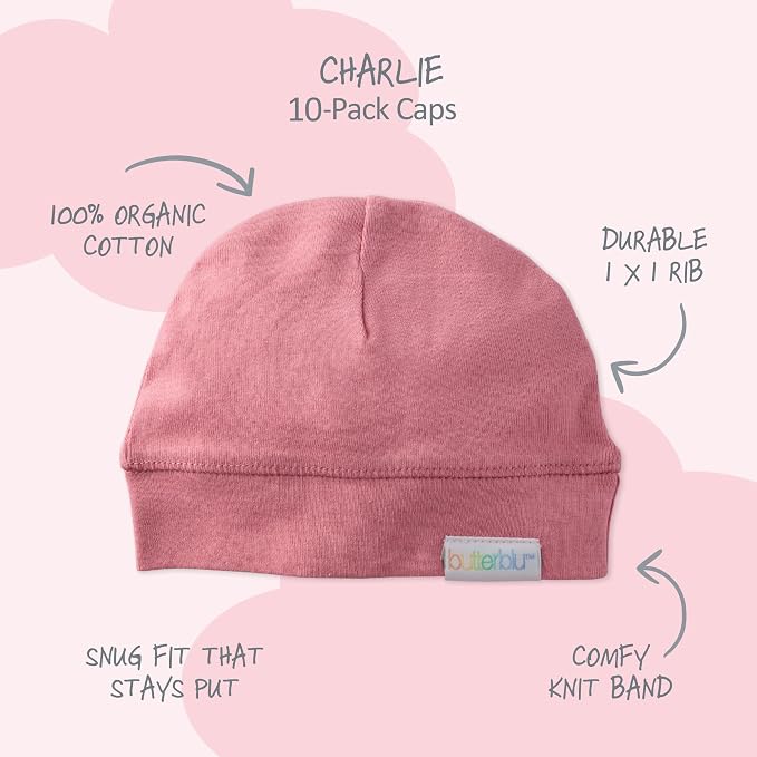 Butterblu Charlie 10-Pack Caps 100% Organic Cotton Beanie Hats | GOTS certified - Image 3