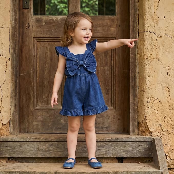 Little Girl Romper Toddler Overalls Summer Bow Jumpsuit Boho Outfit 6M-5T - Image 3
