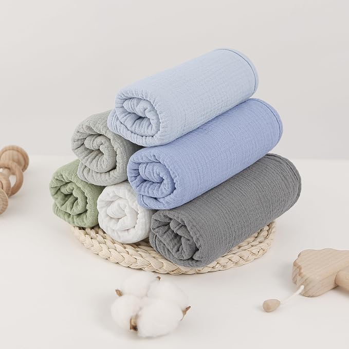 Bearmoss Muslin Burp Cloths, 100% Cotton Baby Burping Clothes, Large Extra Soft - Image 6