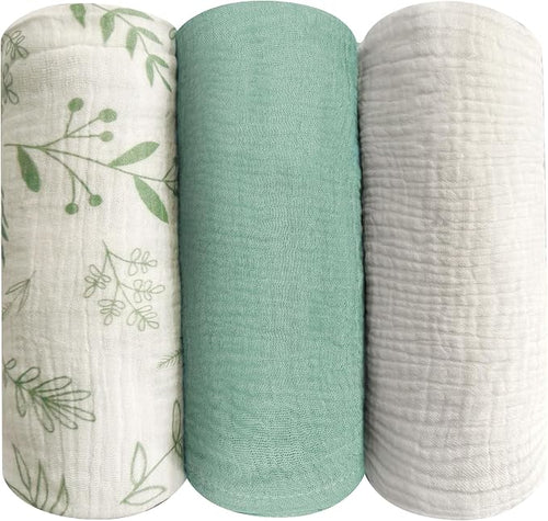 3 Pack Muslin Swaddle Blankets, 100% Cotton Receiving Blankets | 38" x 40" Size by Andreannie
