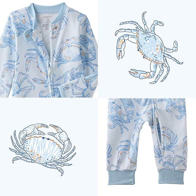 Butterblu Shadow Sleep & Play 100% Cotton Footless Two Way Zip Front PJs - Image 5