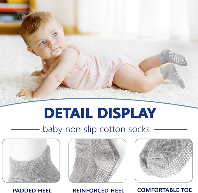 Tphon Non Slip Toddler Socks 12 Pairs Kids Grip Sock - Image 2