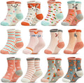 SkiBeaut Baby Toddlers Girls Socks, 12 Pairs Non Slip Kids Grips Toddler Grippy by SKIBEAUT