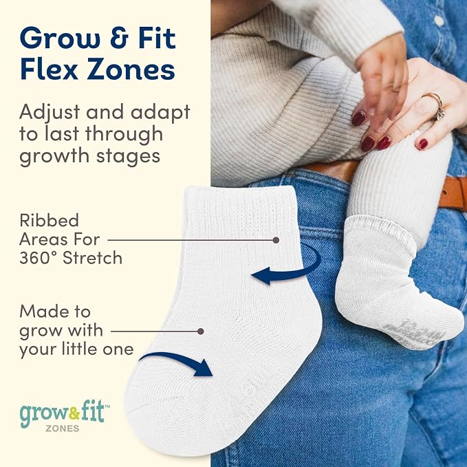 Fruit of the Loom Baby & Toddler Grow & Fit Flex Zones Cotton Stretch Socks - Image 3