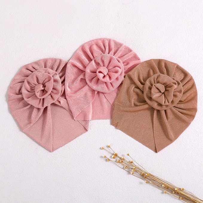 DRESHOW BQUBO 5 Pieces Newborn Baby Turban Hats Bow Baby Infant Beanie - Image 5