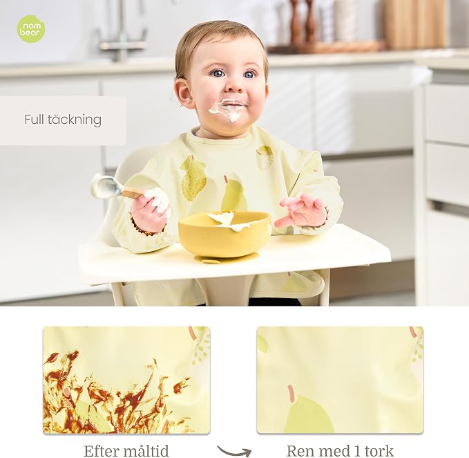 Waterproof Smock Baby Bibs for Eating | Long Sleeve Bib for Baby Led Weaning - Image 2