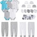 Newborn Layette Gift Set Bodysuits Pants for Baby Girl and Boy 24 Piece 100% Cotton Essentials and Accessories
