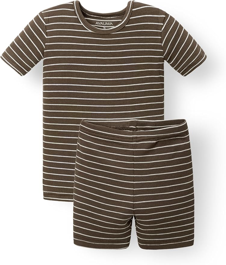 AVAUMA Stripe Pattern Baby Boys Girls Pajama Set Kids Toddler Snug fit Ribbed by AVAUMA