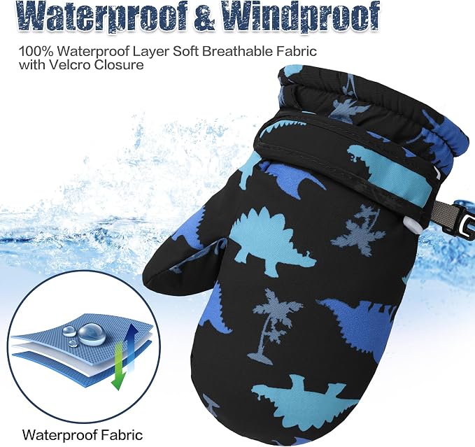 Toddler Mittens Lined Fleece Snow Gloves - Image 3