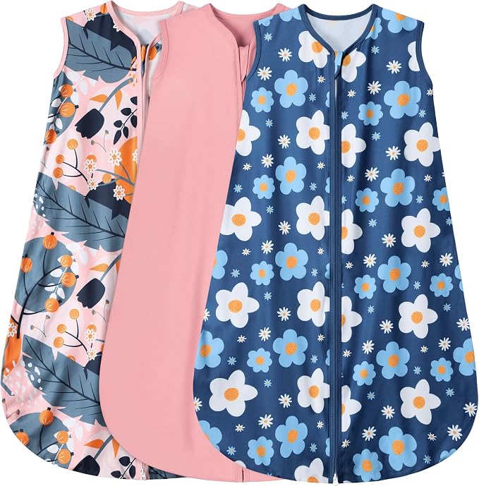 BSTOPPT 3 Pack Baby Sleep Sack 100% Rayon Cotton Baby Sleeping Bag 2-Way Zipper by BSTOPPT