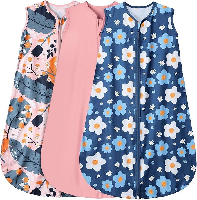 BSTOPPT 3 Pack Baby Sleep Sack 100% Rayon Cotton Baby Sleeping Bag 2-Way Zipper by BSTOPPT