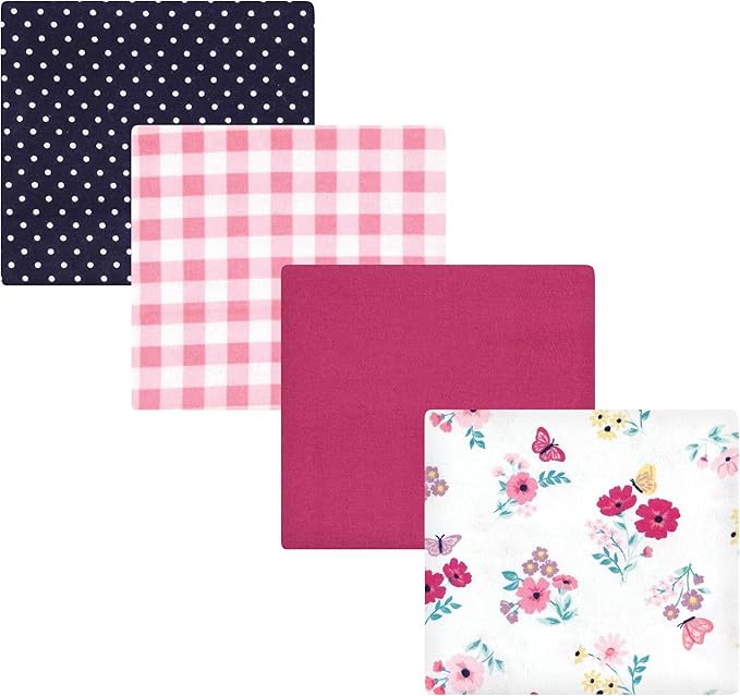 Hudson Baby Unisex Baby Cotton Poly Flannel Receiving Blankets, Butterfly Floral by HudsonBaby