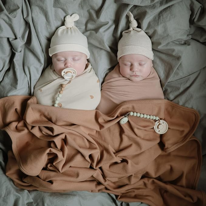 mushie Stretchy Baby Swaddle Blanket | Extra Soft & Snug Fit | 47"x47" - Image 5