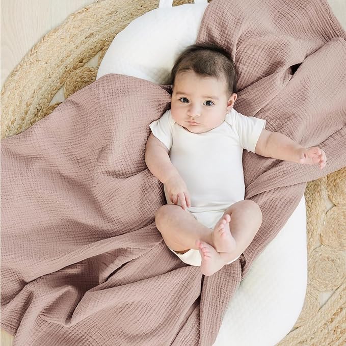 Konssy 3-Pack Muslin Baby Swaddle Blankets, 47 x 47 in Receiving Blankets | - Image 3