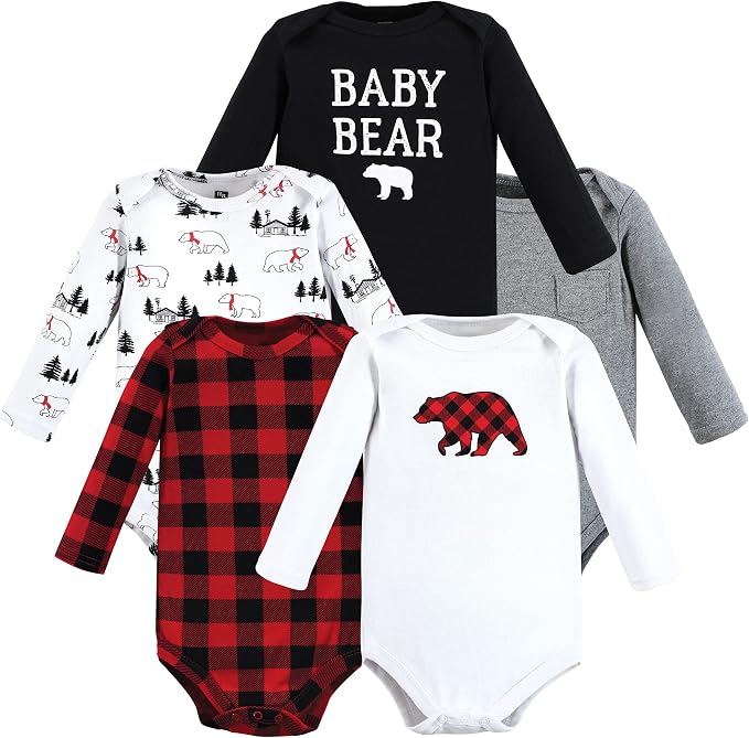 Hudson Baby baby-boys Cotton Long-sleeve Bodysuits 5-pack by HudsonBaby