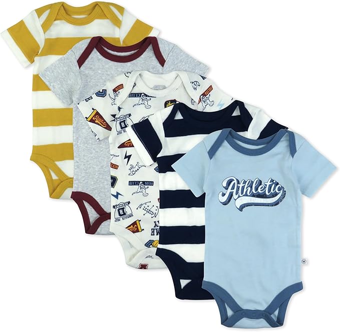 HonestBaby 5-pack Short Sleeve Bodysuits One-piece 100% Organic Cotton by HonestBaby
