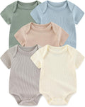 Baby Bodysuits Ribbed Mix Summer Newborn Boy Girl Clothes 5-pack | Multiple by ZAVBABY