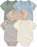 Baby Bodysuits Ribbed Mix Summer Newborn Boy Girl Clothes 5-pack | Multiple by ZAVBABY