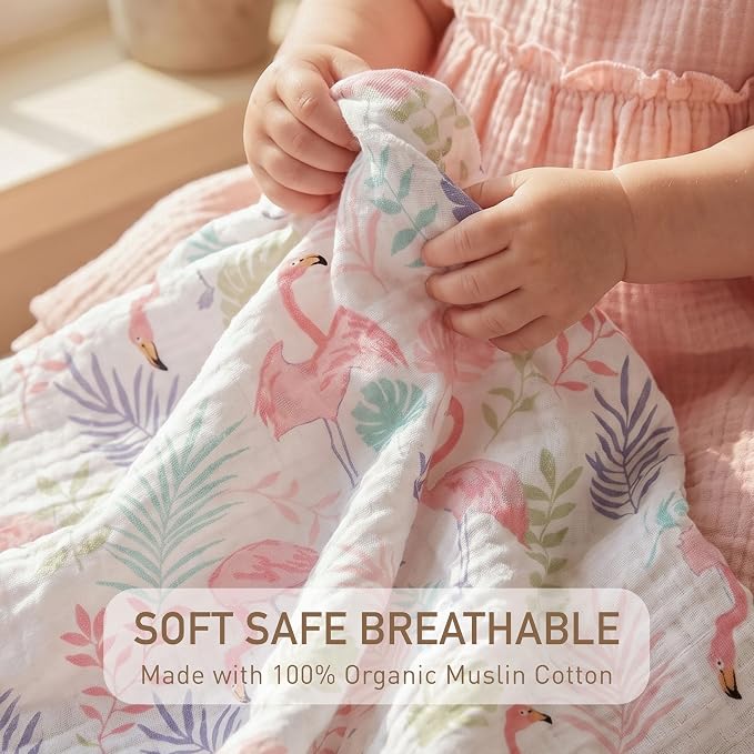 Muslin Swaddle Blankets for Newborn, 3 Pack Breathable Soft Receiving Blanket - Image 3